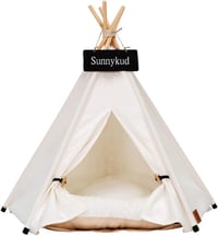 Sunnykud Kisállat Tipi Sátor - Mosható, Összecsukható Kutyaágy Macskáknak is (Fehér, 40x40x50cm) 1