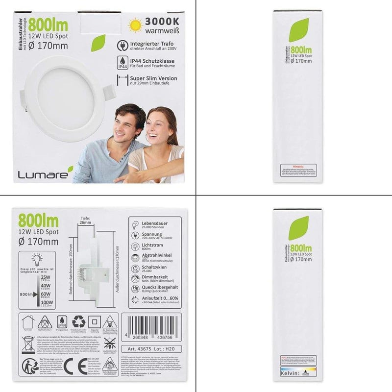 Philips 12W Meleg Fehér Süllyesztett LED Spotlámpa Szett, 9db