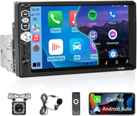 Podofo 1 DIN Autórádió 7" Érintőkijelzővel - Apple CarPlay és Android Auto Támogatás, Bluetooth Kihangosító, FM Rádió, Tolatókamera 1