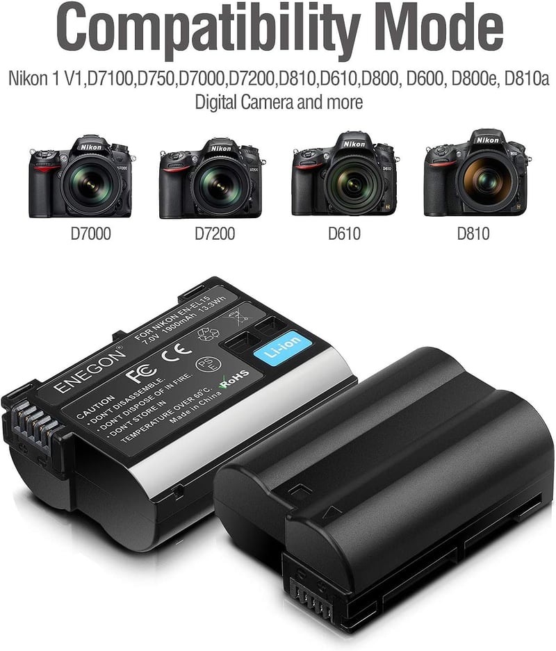 Nikon EN-EL15 akkumulátor szett és USB töltő D7100, D750, D7000 kamerákhoz