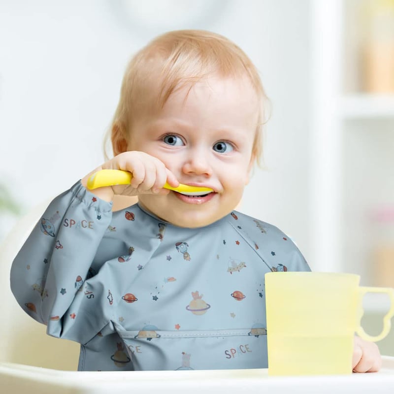 Vicloon Kék Vízálló Hosszú Ujjú Előke Zsebbel, 6-12 Hónapos Babáknak