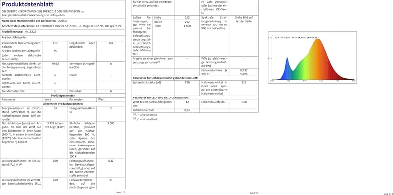 OUTON LED állólámpa 30 W 3000 lm fényerőszabályzó Uplighter 4 színhőmérséklet távirányítóval érintővezérléssel 1H időzítő fehér