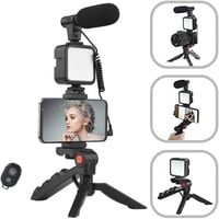 baihuo Vlog Készlet - Okostelefon Mikrofon LED Világítással és Állvánnyal - iPhone és Android Kompatibilis TikTok YouTube Videófelvételhez é 1
