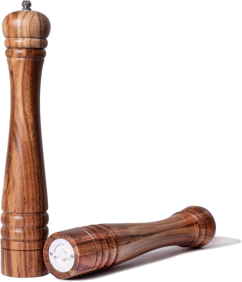 DeroTeno Akácfa Sóőrlő és Borsőrlő Szett - 30 cm Magas Kerámia Mechanikával