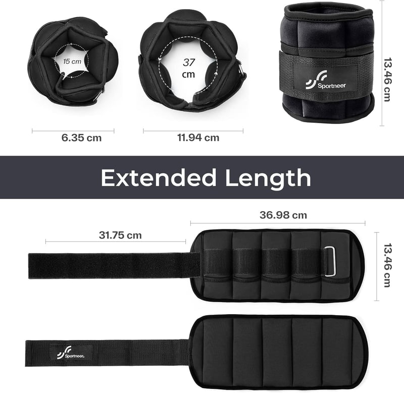 Sportneer 2 db állítható bokasúly szett csuklópánttal 0,45-2,25 kg