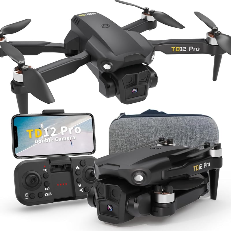 Toladrone TD12Pro FPV Drón 1080P Kamerával - Kefementes Motorral, Optikai Pozicionálással, 90° Állítható Kamerával, Kezdőknek és Haladóknak