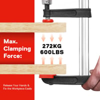 WORKPRO F-szorító készlet, 2 részes, erős csúsztatható asztalos szorítók, 200mm (8") és 300mm (12"), fekete, 272 kg szorítóerő 2