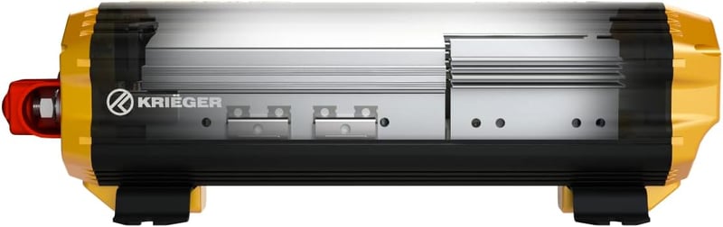 Krieger 1100W Feszültségátalakító - 12V-230V Inverter Autóba, Kempingezéshez, LCD Kijelzővel, 2 USB Porttal és EU Csatlakozóval