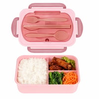 Bento box ZYETGH s priehradkami a taškou, ružová súprava desiatového boxu, 1250 ml, raňajky a — bez tašky (stav: pozri 2. obrázok) 1