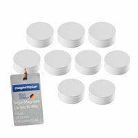 Okrúhle magnety magnetoplan Ergo-Magnete Large, biele, 34 mm, na tabule a do kancelárie – súprava 9 ks 1