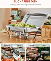 Wilprep Rozsdamentes Acél Ételmelegítő Tál 9L - Catering Melegentartó Edény Büféasztalhoz - Parti és Rendezvény Chafing Dish Szett GN Tároló 4