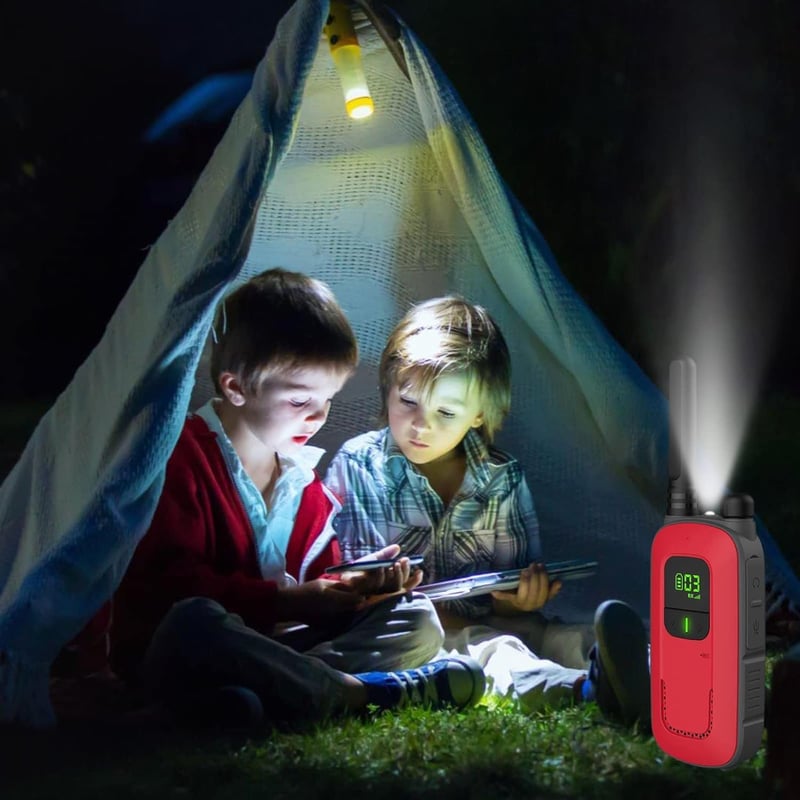 Radioddity gyerek walkie-talkie szett, 16 csatornás, 4km hatótávú, lámpával, 2db (piros-kék)