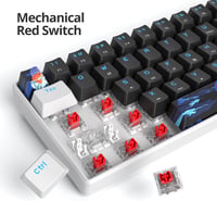 SOLIDEE 61 gombos kompakt mechanikus gamer billentyűzet, piros kapcsolókkal, LED háttérvilágítással, PS5/PS4/Xbox 3