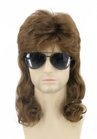 Topcosplay 70-es/80-as Évek Mullet Paróka - Barna Göndör Haj Farsangra, Halloweenre, Hőálló Szintetikus Szálak, 58-62 cm 1
