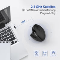 TECKNET Ergonomikus Vezeték Nélküli Egér 2400DPI Vertikális Kialakítással, Újratölthető, 6 Gombos, Fekete - Laptop, PC, MacBook Kompatibilis 10