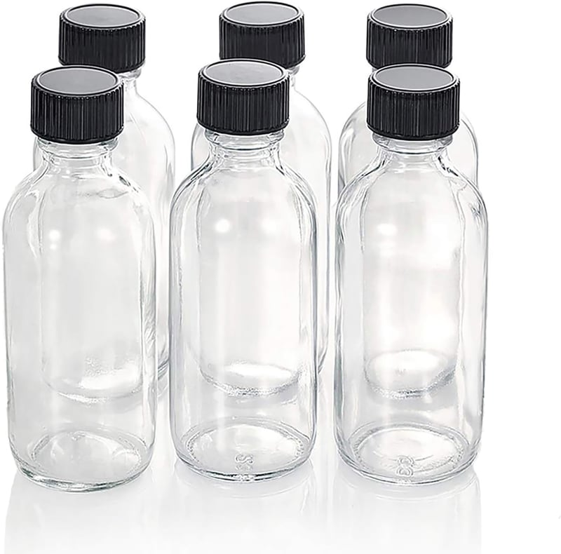 DIDITIME 60 ml Mini Üvegpalack Szett 6 db - Légmentes Fehér Üvegek Olajhoz, Italokhoz, Gyömbér Shotokhoz Tölcsérrel - Szivárgásmentes Utazó 