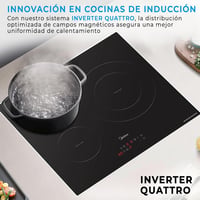 Midea MIH720T239K Indukciós Főzőlap 3 Főzőzónával - Fekete Üveg, 7200W, Elektronikus Vezérlés, Beépíthető Kivitel 2
