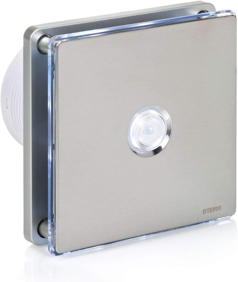 STERR Argento LED-es fürdőszobai ventilátor mozgásérzékelővel, 100 mm, csendes
