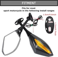 PSLER Karbon LED Irányjelzős Visszapillantó Tükör Szett Sportmotorokhoz - Időjárásálló ABS Ház, Acél Tengely, Egyszerű Felszerelés 2