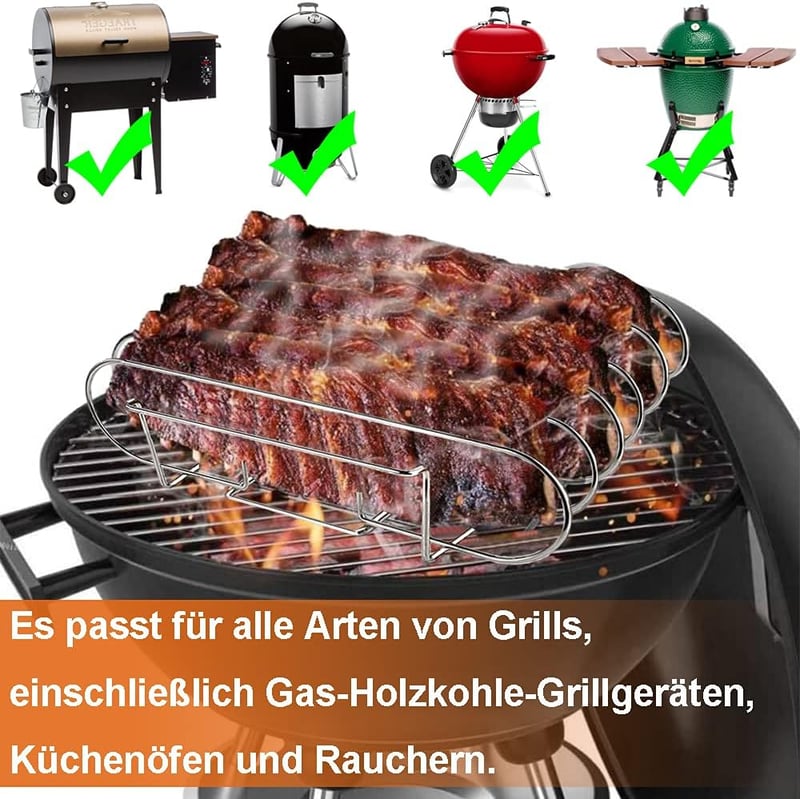 Weber Spareribs tartó grillrács - 5 oldalas bordatartó és sütőállvány rozsdamentes acélból