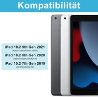 TQQ iPad 10.2" Billentyűzet Tok Precíziós Trackpaddal - 7-8-9. Generációs iPad Védőtok, 10 Színű Háttérvilágítás, 360° Forgatható, Német QWE 2