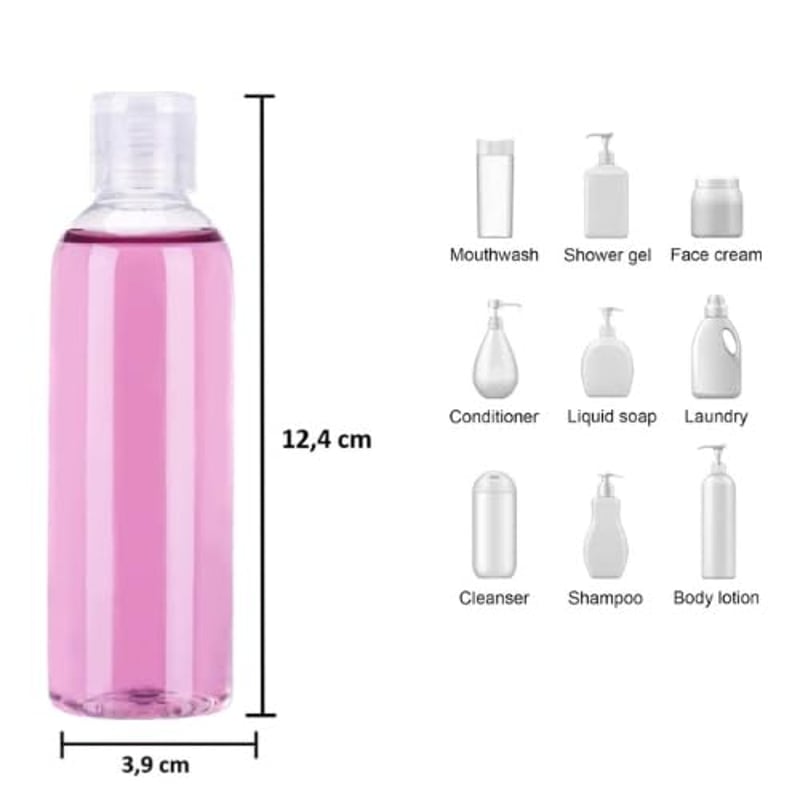 Generisch 6 db 100 ml Utazó Flakon Szett - Átlátszó Műanyag Utántölthető Tárolók Repülőútra, Kézipoggyászba, Kozmetikumokhoz, Tusfürdőhöz, F
