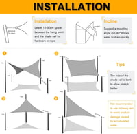AXT SHADE vízálló napvitorla, 2,5x3m, krémszínű, UV-védett, teraszra és kertbe 6