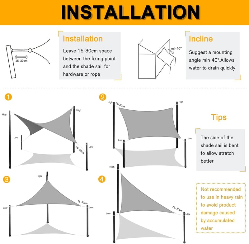AXT SHADE vízálló napvitorla, 2,5x3m, krémszínű, UV-védett, teraszra és kertbe