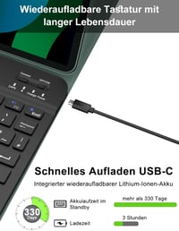 FOGARI Billentyűzetes Tok iPad Air 6 11" (M2 2024) és Pro 11 2022-2018 Készülékekhez - Levehető QWERTZ Bluetooth Billentyűzet, Ceruzatartó 4