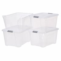 Cutie de depozitare Iris Ohyama NTB-45 cu capac 45L, 4 bucăți, argintiu, stivuibilă — defect, parțial funcțional: 3 capace deteriorate (stare: vezi a 2-a imagine) 1