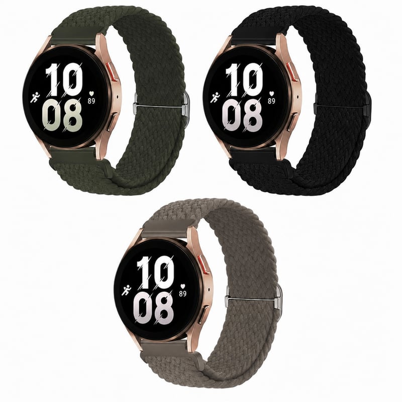 chinbersky 20 mm pleteni najlonski remen za pametni sat, kompatibilan sa Samsung Galaxy Watch 4/5/6/5 Pro/Active 2/Watch 3 41mm/Gear S2 Classic, elastičan, set od 3 komada