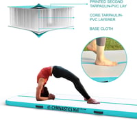HOEXISUP Felfújható Tornaszőnyeg 4 méteres - Kék PVC Edzőmatrac Fitness Gyakorlatokhoz, Otthoni Edzéshez 6