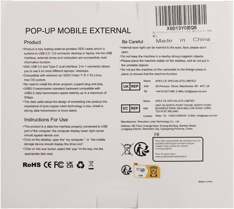 BEVA USB 3.0 és Type-C külső CD/DVD író-olvasó, hordozható - bontott