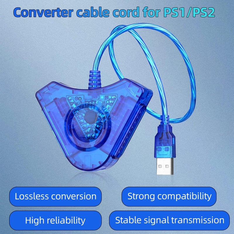 Sony PS1 PS2 kontroller USB adapter PC-hez, kék OSTENT kábel