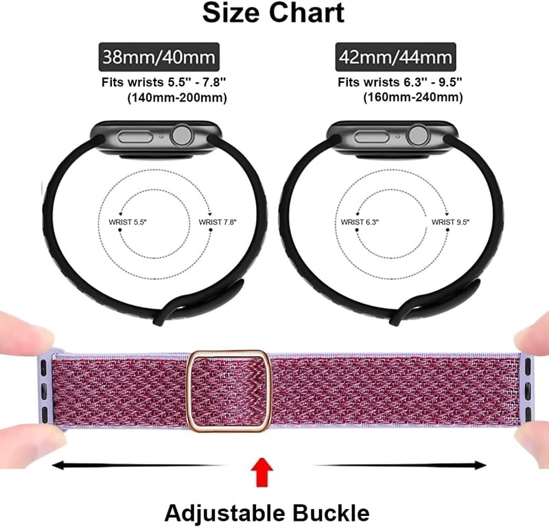 Apple Watch sportszíj 38-41mm - EWENYS lila hullámmintás, állítható nylon pánt