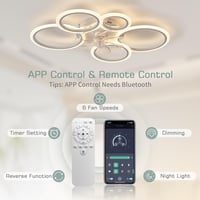 KSIBNW LED Mennyezeti Lámpa Ventilátorral - 70W Dimmelhető Fehér Lámpatest, Távirányítóval és Applikációval, 6 Sebességű Modern Ventilátor N 2