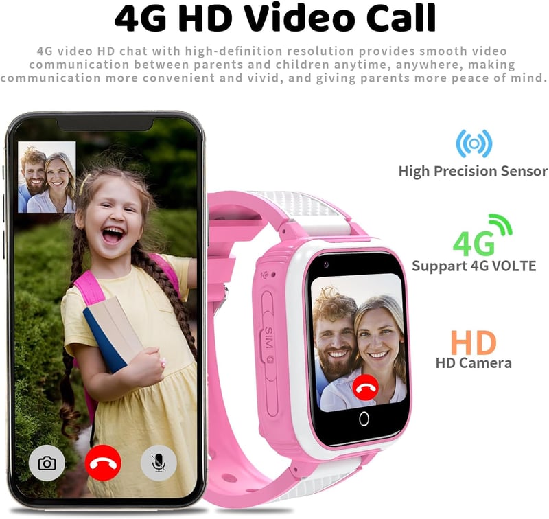 Gyerek 4G GPS okosóra videohívással, játékokkal - vízálló, SOS funkcióval
