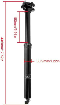 DONGKER Teleszkópos Nyeregcső Hegyi Kerékpárhoz, Hidraulikus, 30.9/31.6 mm x 445 mm, Alumínium, Állítható Magasságú Ülésszár MTB Biciklihez 4