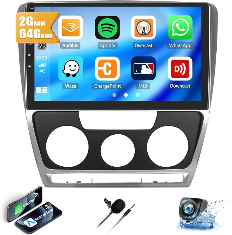 VW Skoda Octavia Android 13 autórádió 10,1" GPS, CarPlay, 2+64GB (2007-2013)