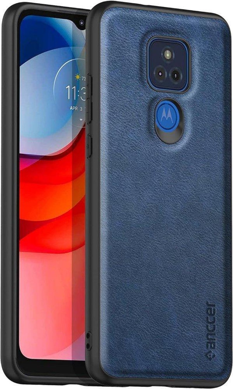 Moto G Play 2021 vékony, kék bőrhatású TPU tok ütésálló védelemmel