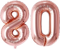 80-as Rózsaszín Arany Mylar Lufi - Születésnapi Dekoráció, Újracsomagolt 1