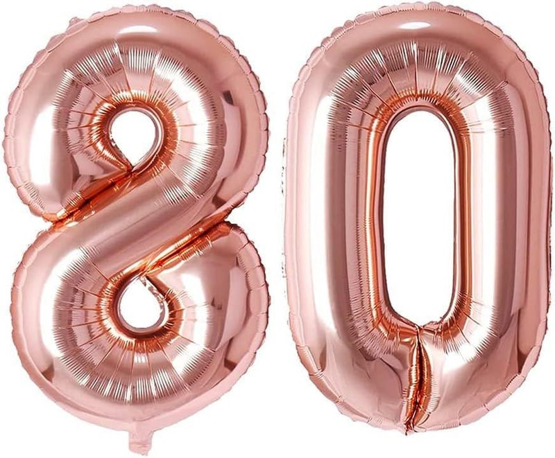 80-as Rózsaszín Arany Mylar Lufi - Születésnapi Dekoráció, Újracsomagolt