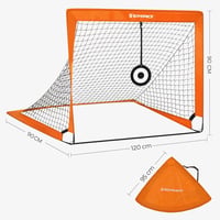 SONGMICS Gyerek Focihálószett 2db - Hordozható, Összecsukható Kapu Kertbe, Parkba, Strandra - Üvegszálas Váz, Narancssárga, 120x90x90 cm 4