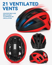 FUNWICT kerékpáros sisak napellenzővel, LED világítással és mágneses szemüvegtartóval - M: 54-58 cm, black red 4