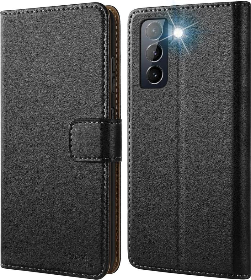 Samsung Galaxy S21 FE Fekete Flip Tok Prémium Műbőrből