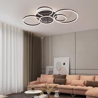 minifair Szabályozható LED Mennyezeti Lámpa, 116 cm, 108W, 6400 Lumen, 6-Gyűrűs Csillár Távirányítóval, Nappali és Hálószoba Világítás, 3000 7