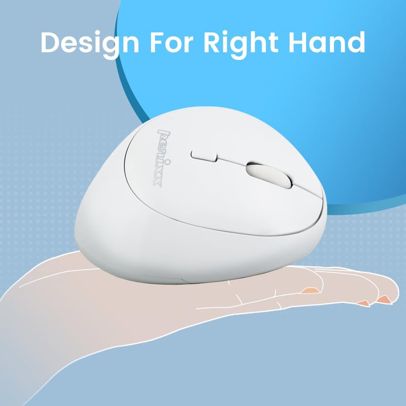 Perixx PERIMICE-719 Ergonomikus Egér - Vertikális Kialakítás Kisebb Kézhez - Állítható DPI - 6 Gombos Optikai Vezeték Nélküli Fehér Egér Iro