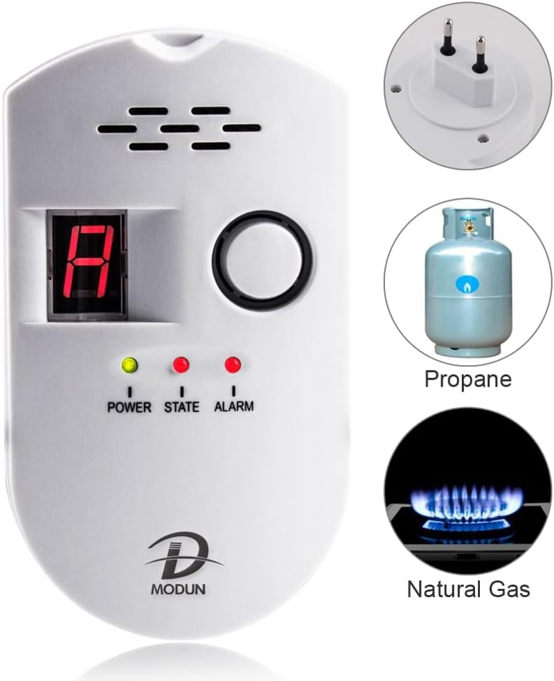 Gázérzékelő riasztó - LPG/földgáz/szén-monoxid detektor, digitális kijelzővel, konyhába, garázsba