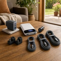 Cestovný nabíjací set: 2x adaptér + 65W nabíjačka + 3x kábel + 30W autonabíjačka + 20000 mAh powerbanka 1