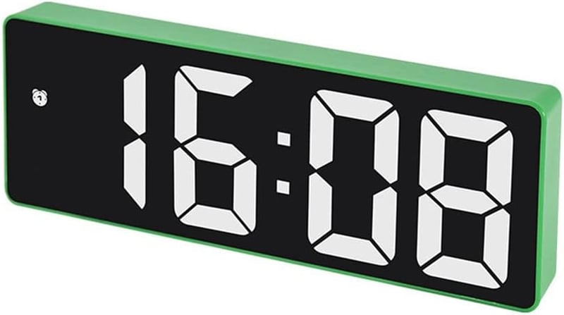 Iegefirm Digitális LED Ébresztőóra - Hálószobai Asztali Óra Hőmérséklet Kijelzővel, 3 Ébresztési Mód, Hangerő Szabályozás, Zöld